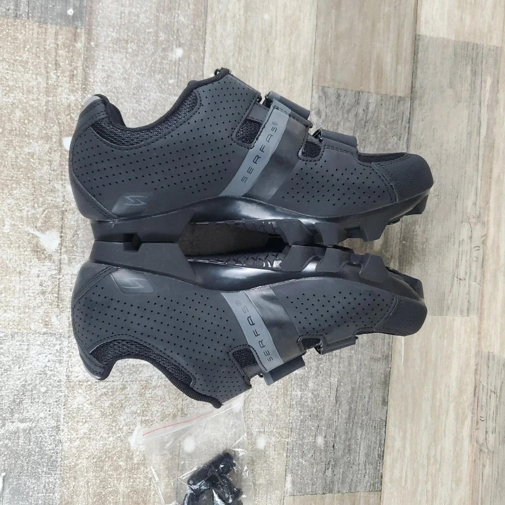 Serfas Singletrack MTB 3 Strap Womens Cycling Shoes Sz 5 Black Low Top Round Toe